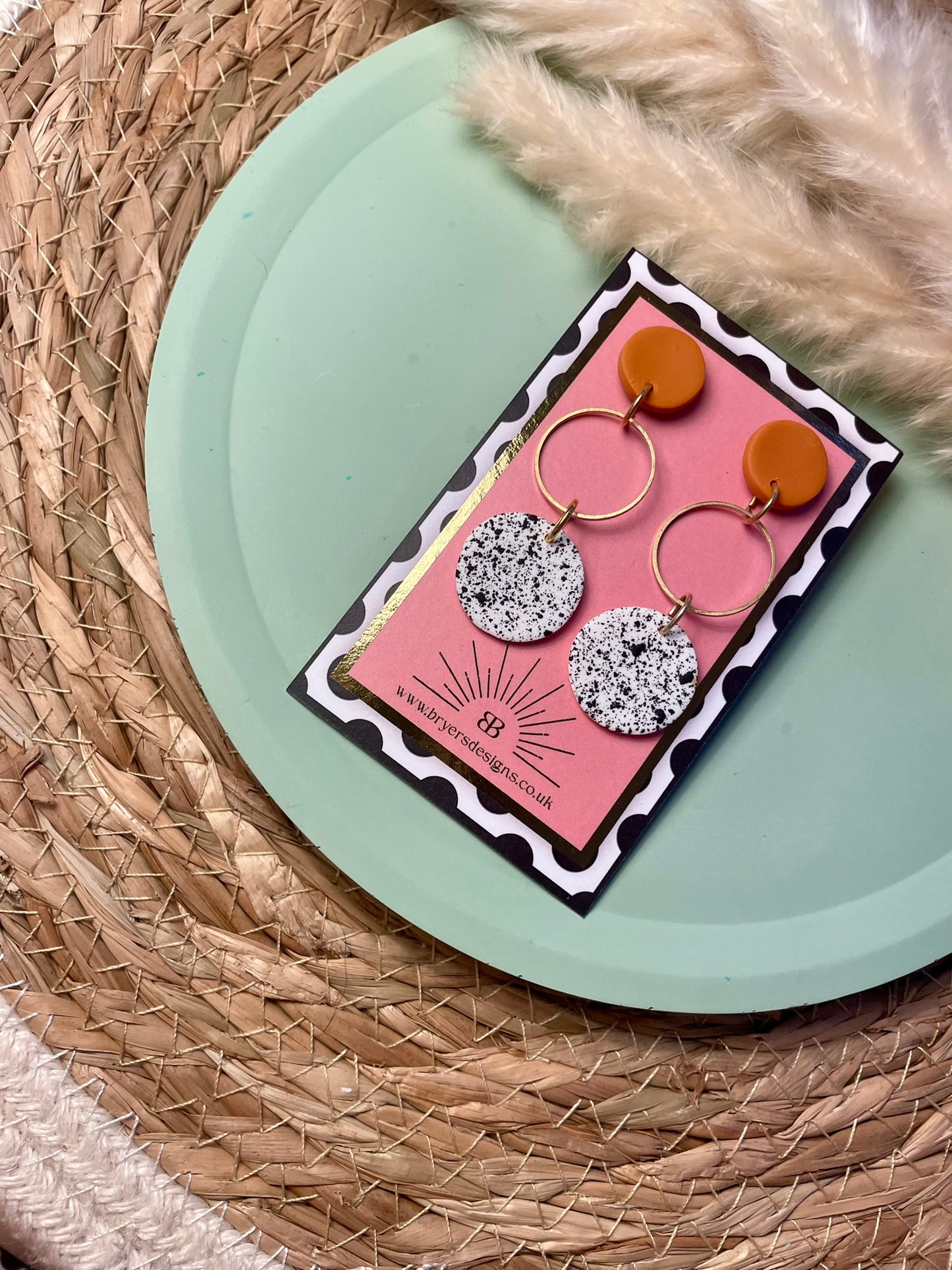 Classic Brass Hoop Speckled Earrings