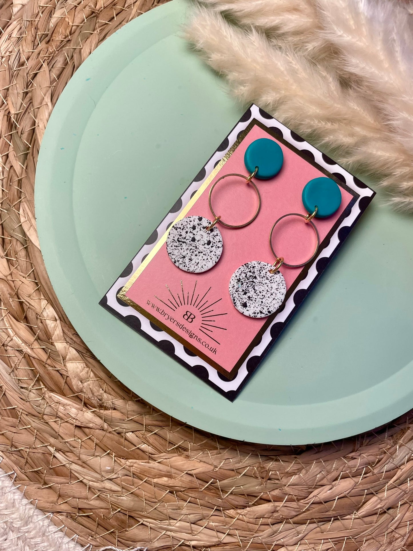 Classic Brass Hoop Speckled Earrings