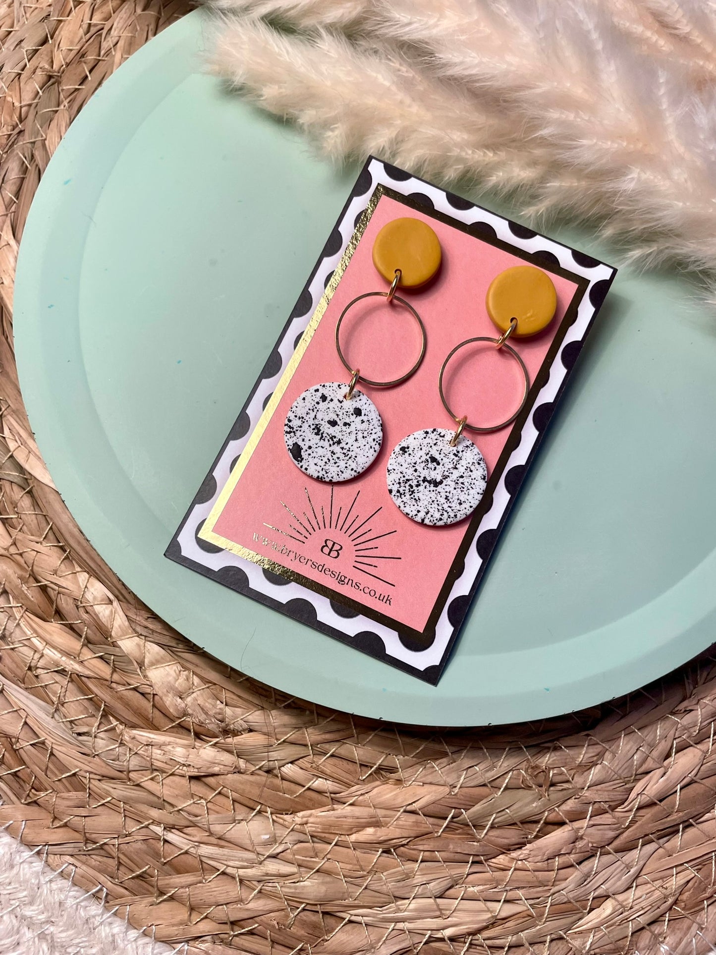 Classic Brass Hoop Speckled Earrings