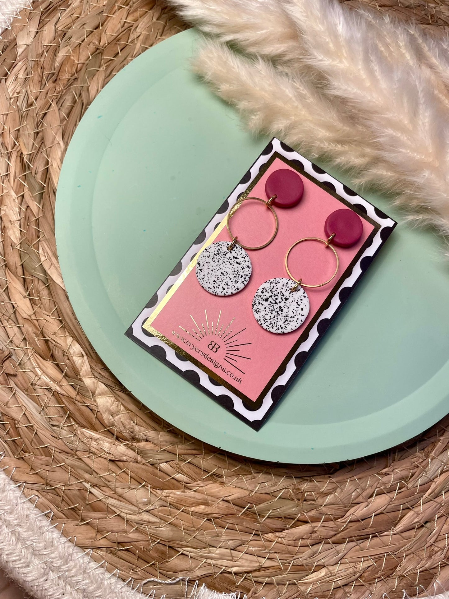 Classic Brass Hoop Speckled Earrings