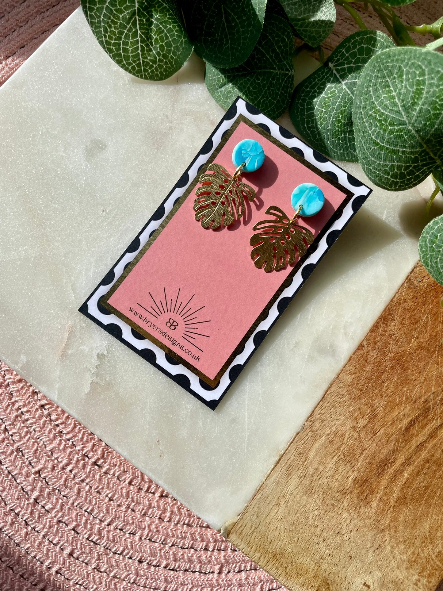 Ocean Vibes Monstera Leaf Earrings