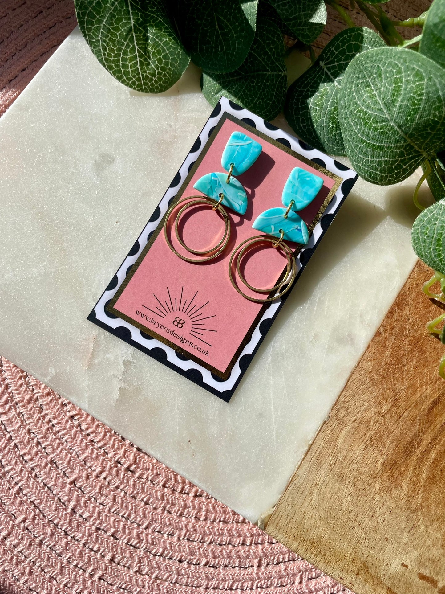 Ocean Vibes Brass Circle Dangle Earrings