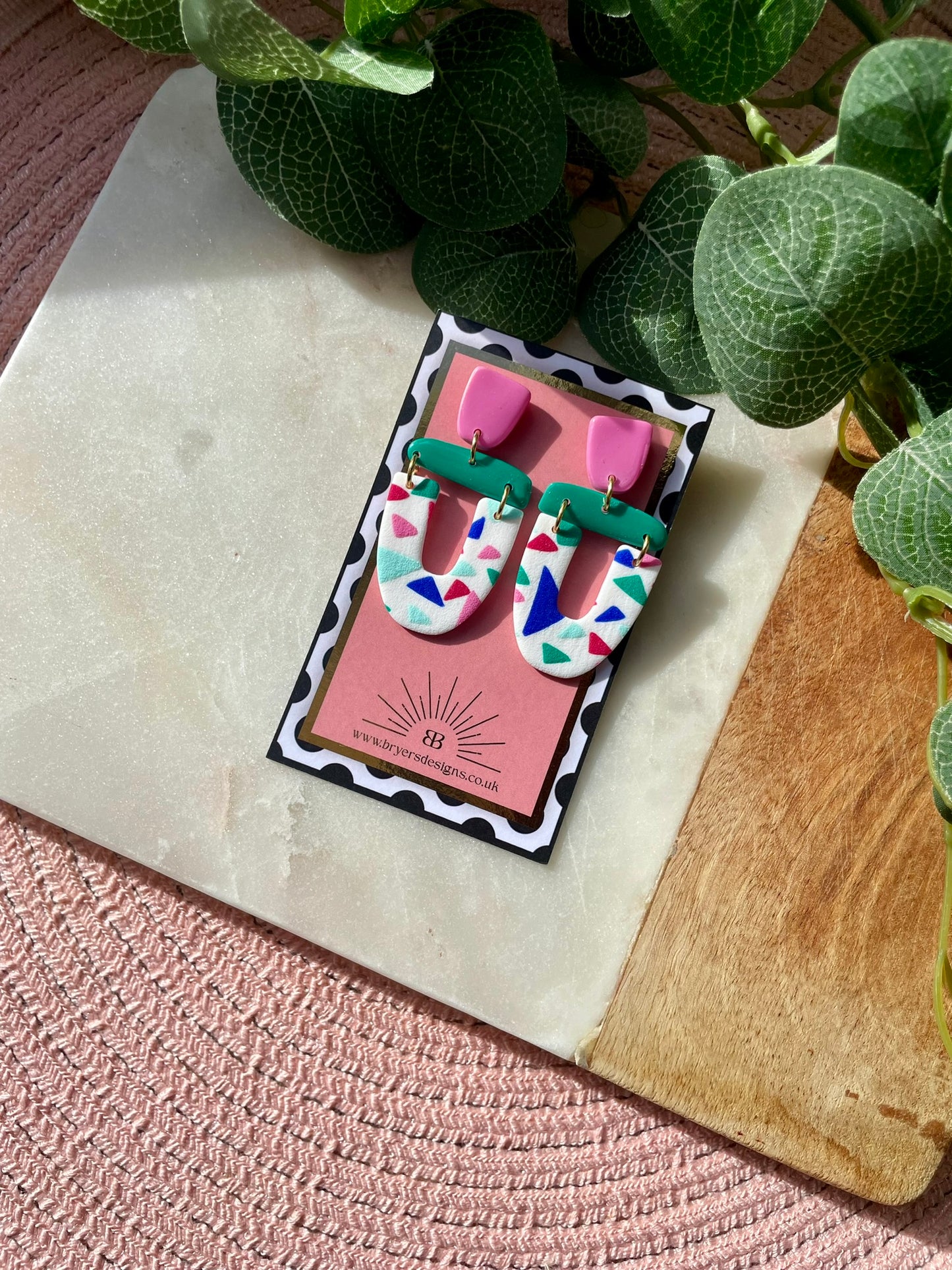 White Tutti Fruitti Abstract Dangle Statement Earrings