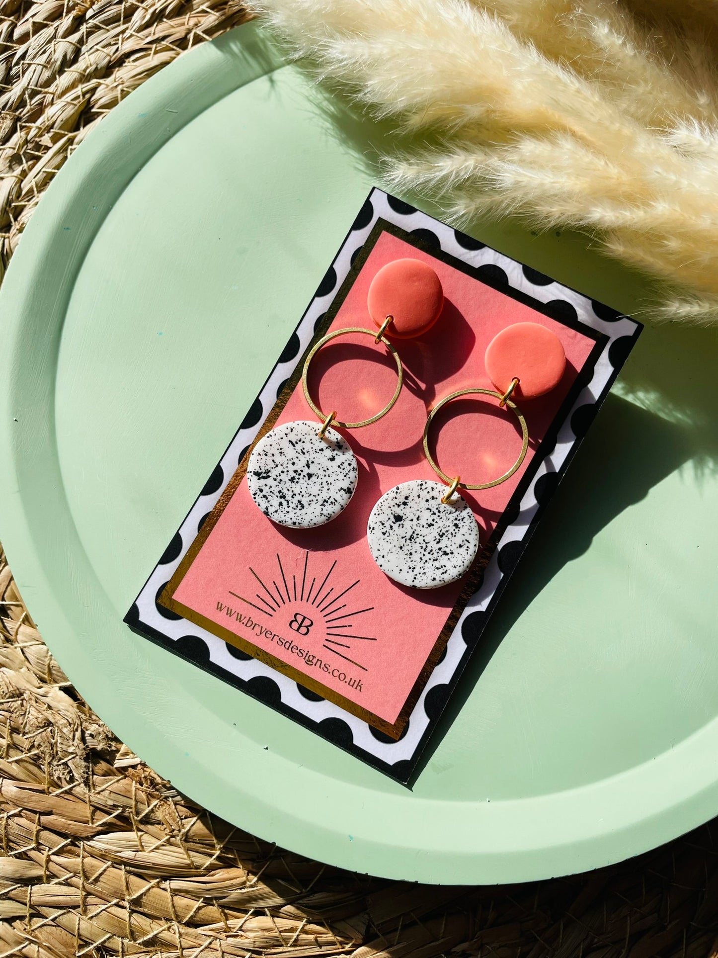 Classic Brass Hoop Speckled Earrings