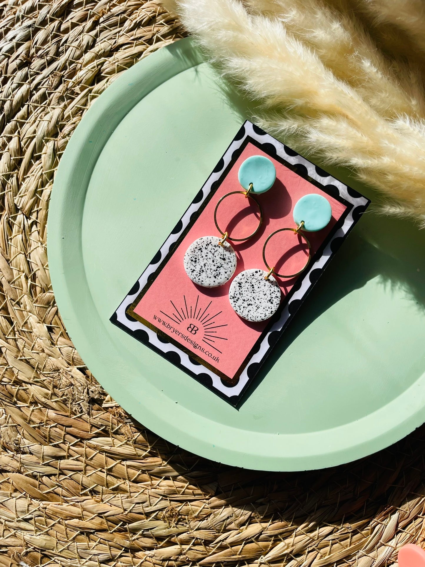 Classic Brass Hoop Speckled Earrings