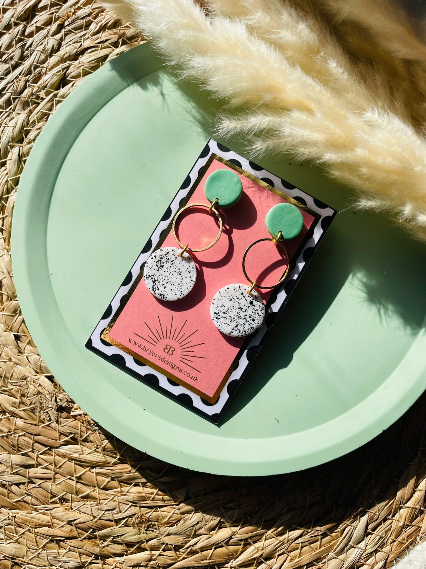 Classic Brass Hoop Speckled Earrings