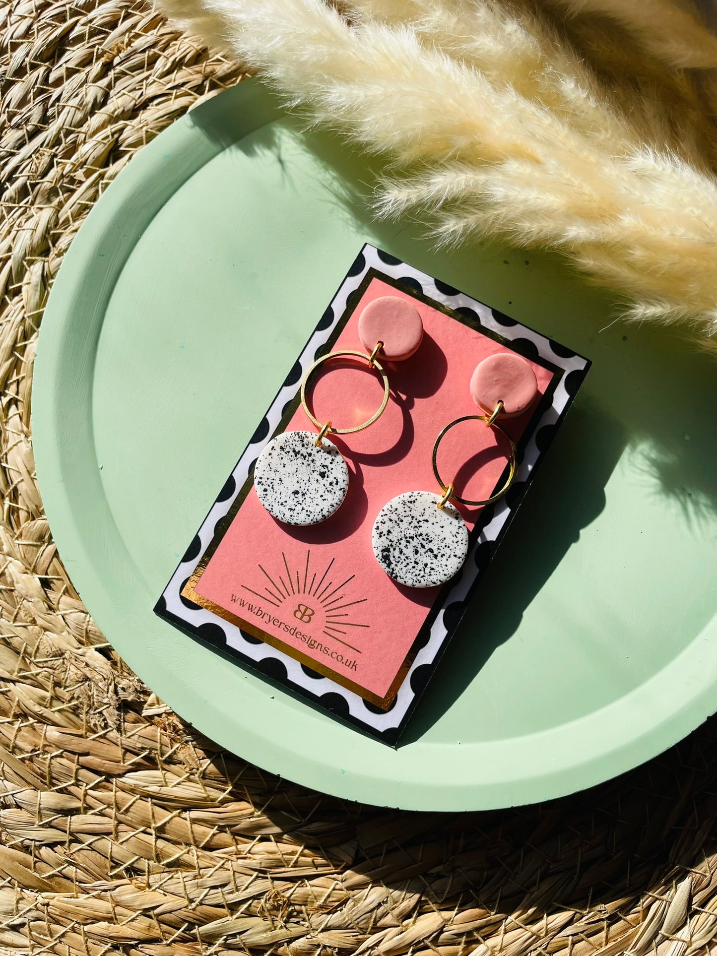 Classic Brass Hoop Speckled Earrings