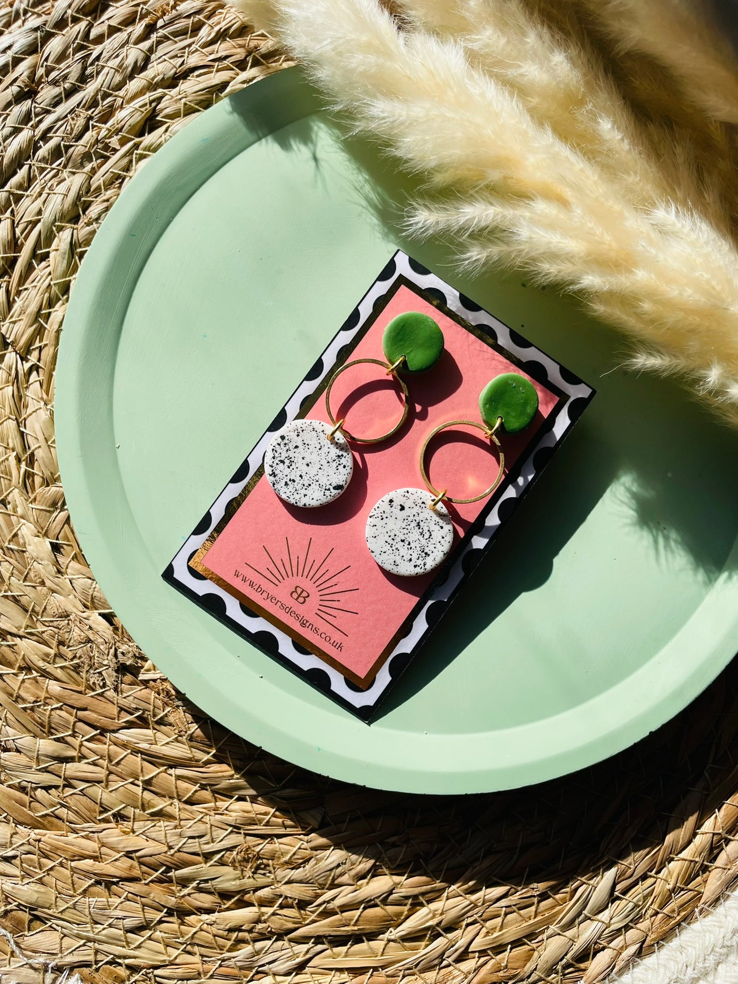 Classic Brass Hoop Speckled Earrings