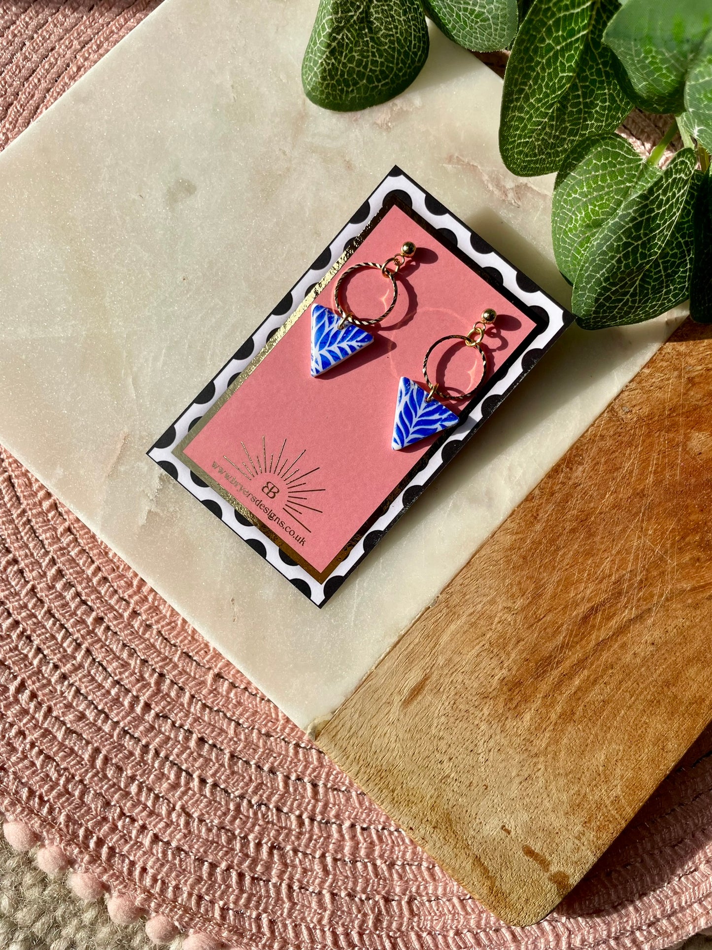 Greek Goddess Triangle with Gold Circle Statement Earrings