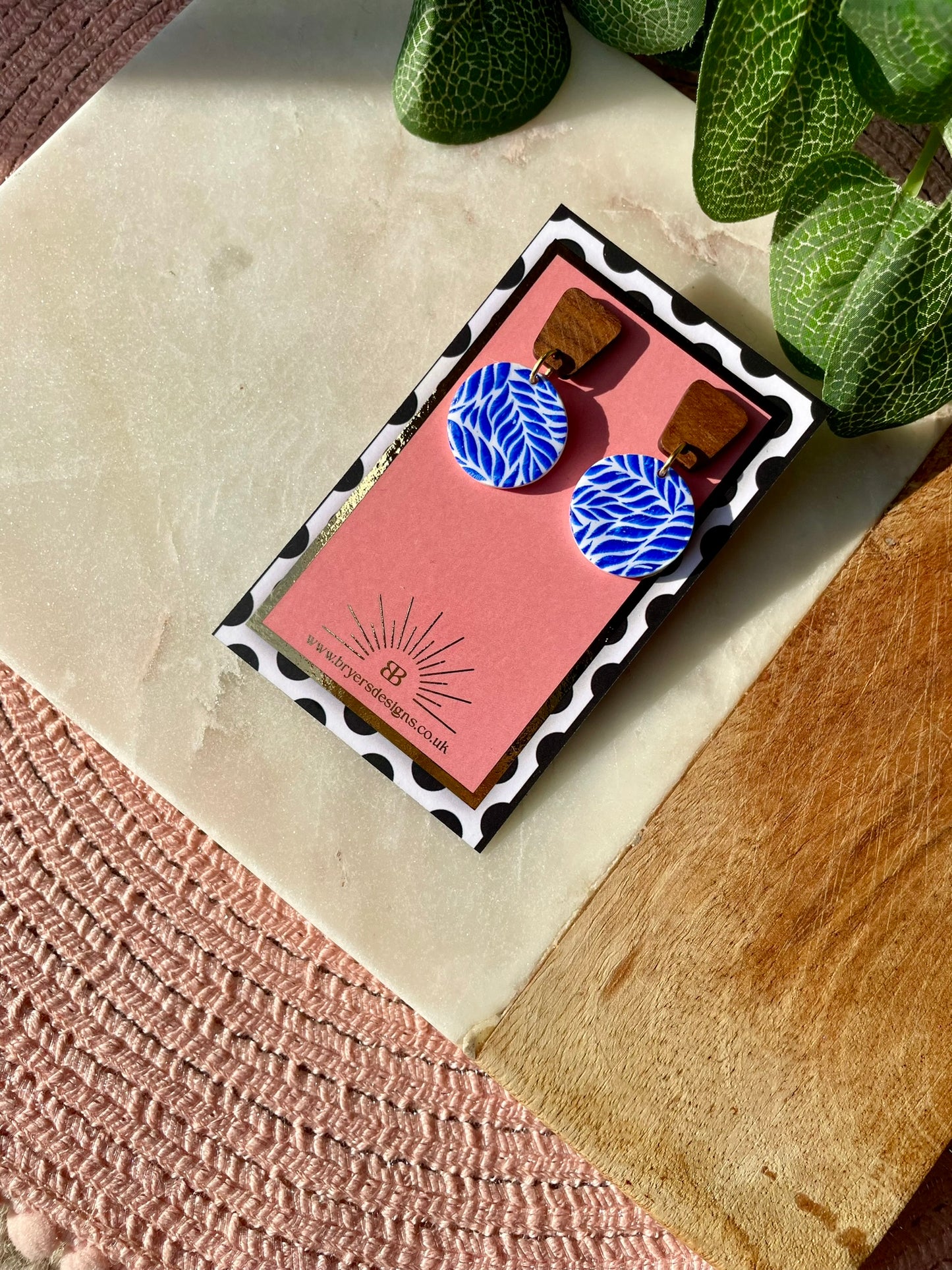 Greek Goddess Wooden Stud Statement Earrings