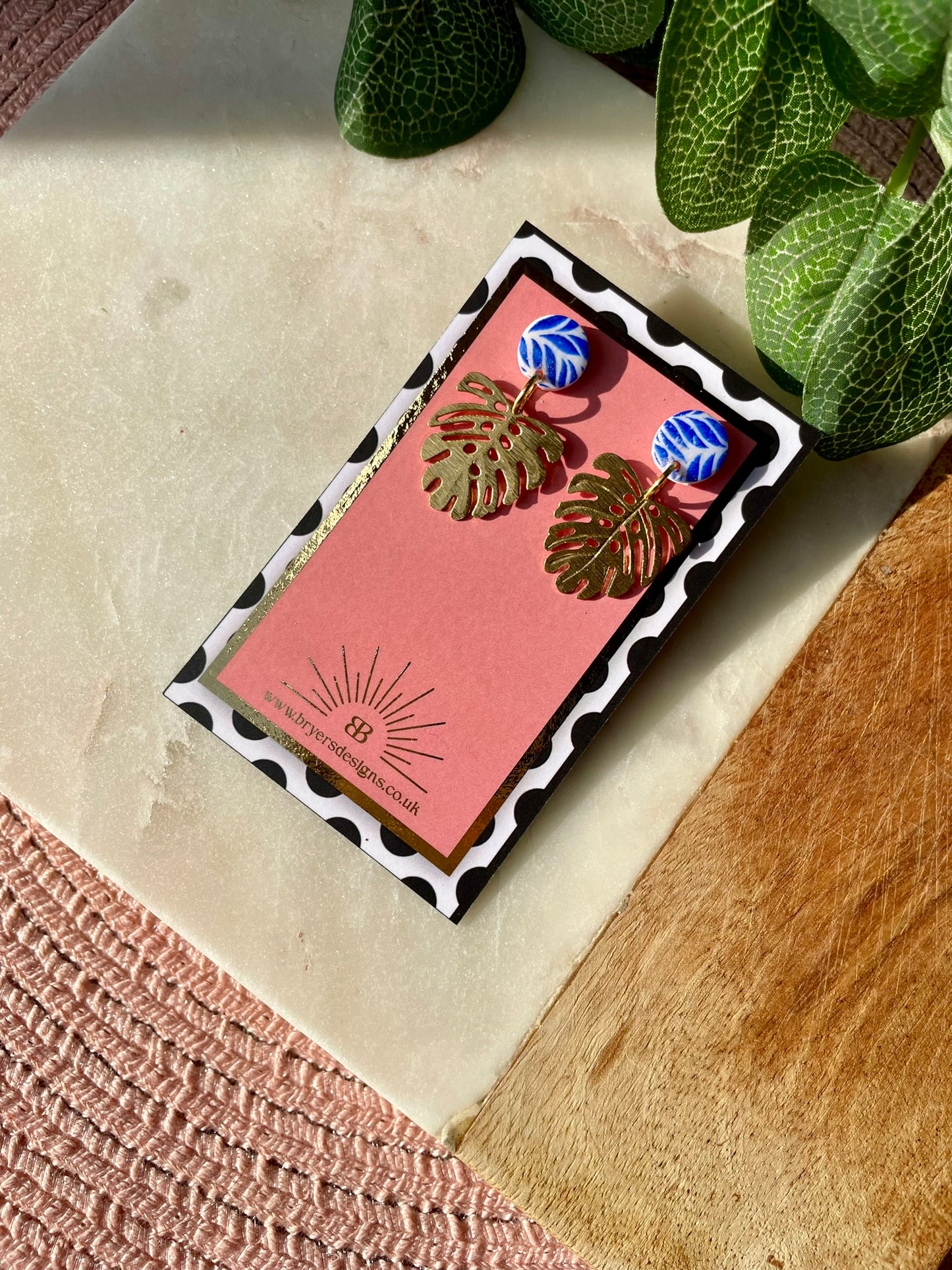 Greek Goddess Monstera Leaf Statement Earrings