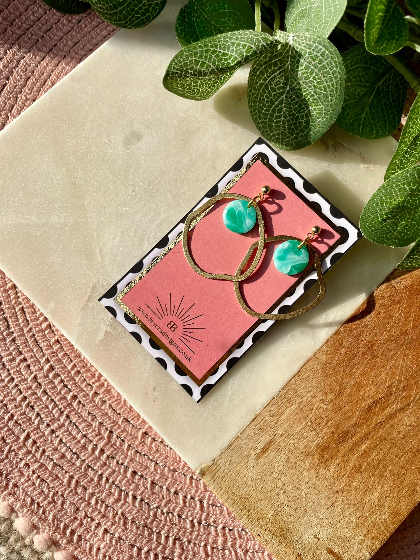 Turquoise Ocean Vibes Gold Hoop Statement Earrings