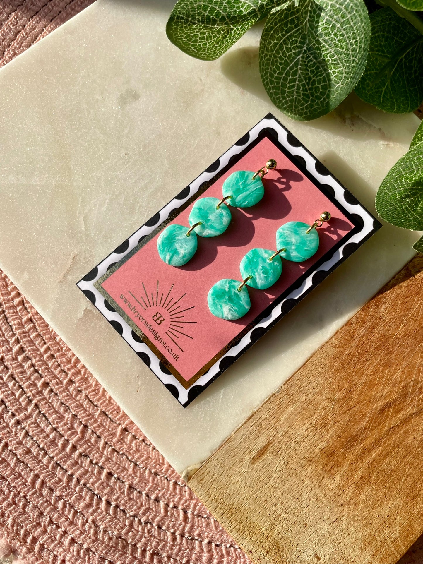 Turquoise Ocean Vibes Trio Organic Dangle Statement Earrings