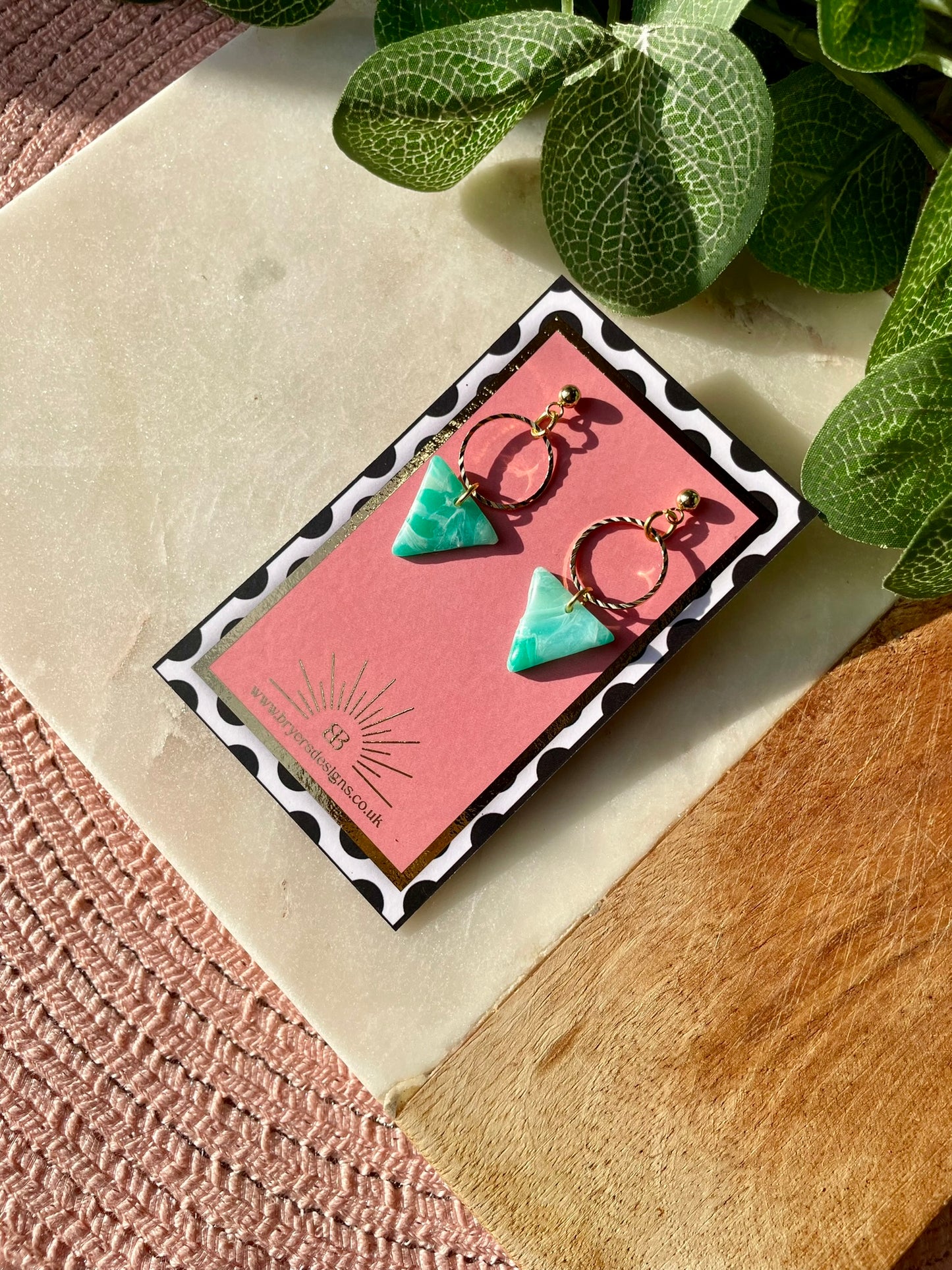 Turquoise Ocean Vibes Triangle Dangle Statement Earrings
